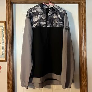 Legendary white tails anglers jacket 2x draw in waist and hood gray and black